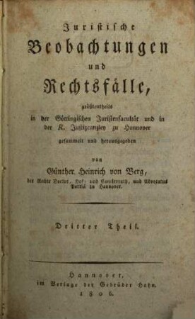 Juristische Beobachtungen und Rechtsfälle, 3