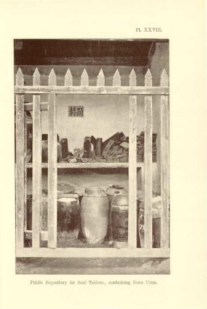 Public reopository for soul tablets, containing bone urns