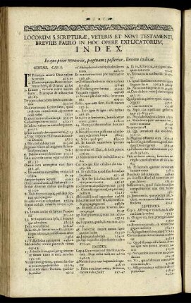 Locorum S. Scripturæ, Veteris Et Novi Testamenti, Brevius Paulo In Hoc Opere Explicatorum, Index.