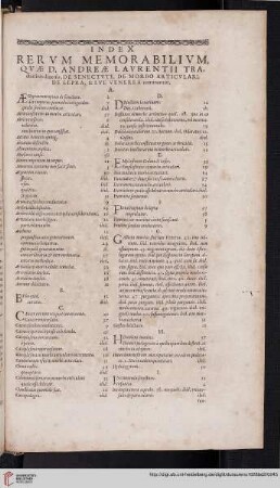 Index rervm memorabilivm, qvae D. Andreae Lavrentii tractatibus diuersis [...]