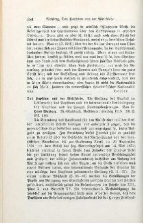 454-455 [Rezension] Wehberg, Hans, Das Papsttum und der Weltfriede