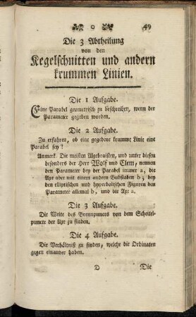 Die 3 Abtheilung von den Kegelschnitten und andern krummen Linien.
