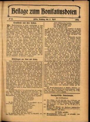 Zweite Ausgabe vom Sonntag, den 17. April 1904.