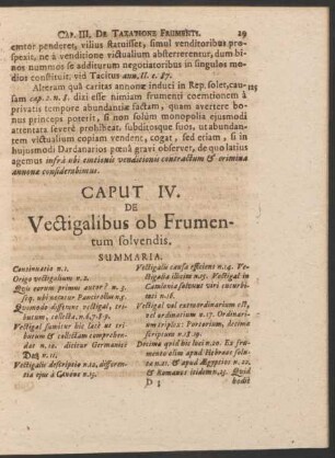 Caput IV. De Vectigalibus ob Frumentum solvendis.