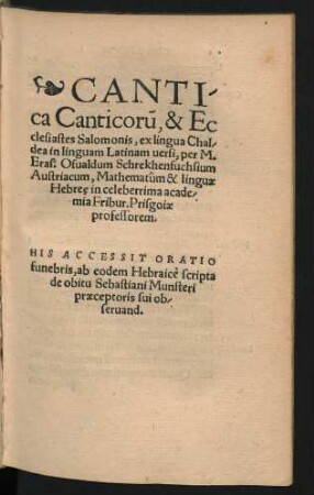 Cantica Canticorum ...