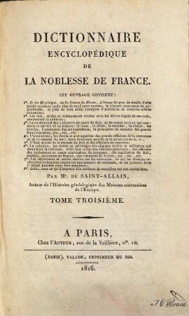Dictionnaire encyclopédique de la noblesse de France, 3