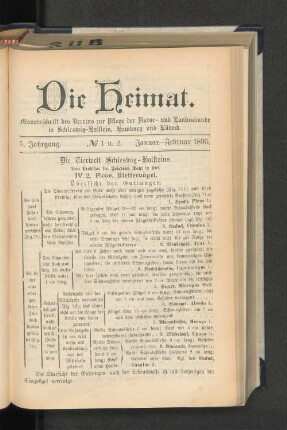 No. 1 u. 2. Januar-Februar 1895.