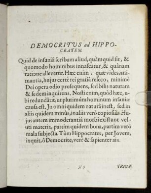 Democritus ad Hippocratem.