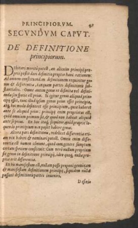 Secundum Caput. De Definitione principiorum.