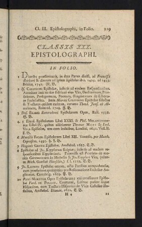 119-139, Classis III: Epistolographi