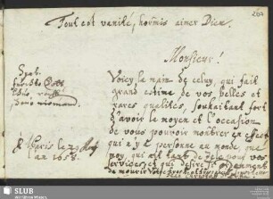 Bl. 207r: Johann Christoph Cotta [?]. Paris, 1658.