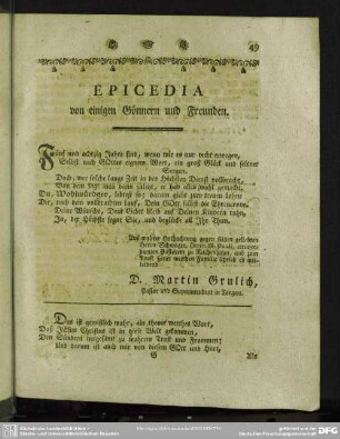 Epicedia von einigen Gönnern und Freunden