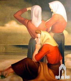 Wartende Frauen am Strand