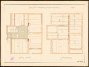 Entwurf zu einem freistehenden Wohnhaus: Lagerhölzerplan, zweite Balkenlage, 1:50