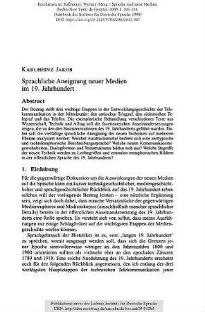 Sprachliche Aneignung neuer Medien im 19. Jahrhundert