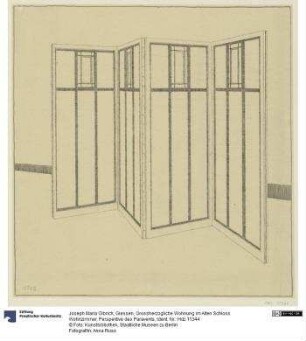 Giessen, Grossherzogliche Wohnung im Alten Schloss Wohnzimmer, Perspektive des Paravents
