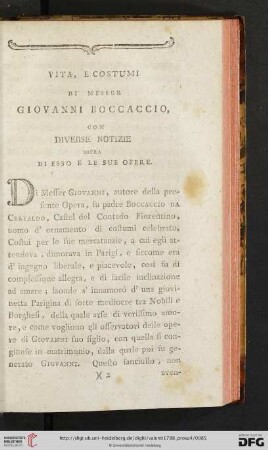 Vita, e costumi di Messer Giovanni Boccaccio, con diverse notizie [...]