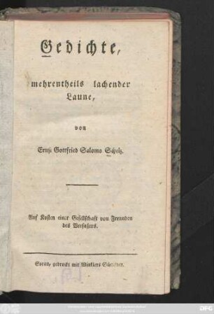 Gedichte, mehrentheils lachender Laune : [Ch.. den 8. April 1791.]