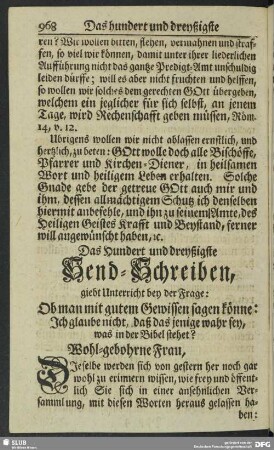 Das Hundert und dreyßigste Send-Schreiben
