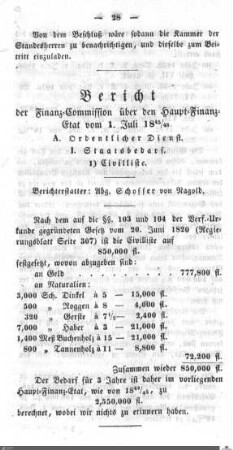 Bericht über den Haupt-Finanz-Etat 1845-1848