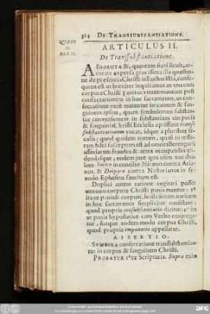 Articulus II. De Transsubstantiatione.