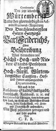 1739: Württembergisches Adressbuch, 1739