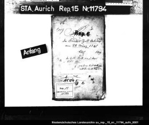Die Übersendung des Emder Zolltarifs von 1765
