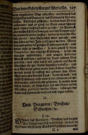 II. Vom Purgieren, Brechen, Schwitzen, &c.