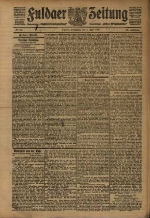 Erste Ausgabe vom Donnerstag, den 01. Juli 1909.