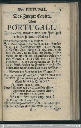 Das Zweyte Capitel. Von Portugall