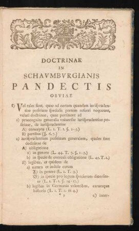 Doctrinae In Schaumburgianis Pandectis Obviae
