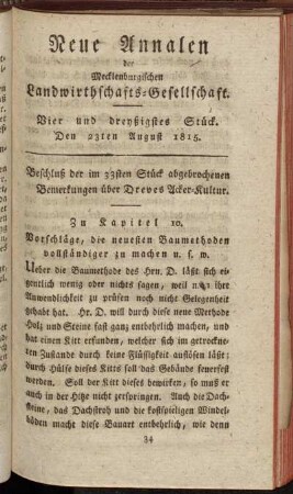 Vier und dreyßigstes Stück. Den 23ten August 1815.