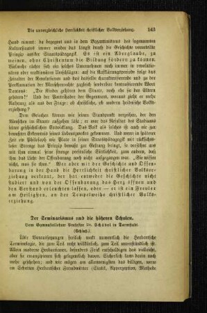 ¬Der¬ Seminarismus und die höheren Schulen : (Schluß)