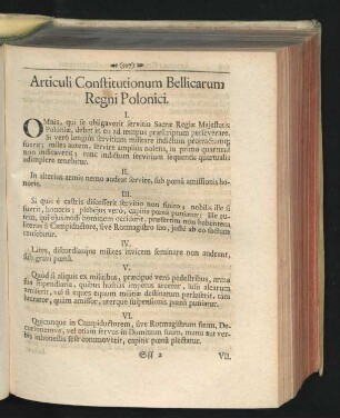 Articuli Constitutionum Bellicarum Regni Polonici.