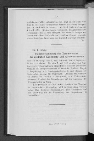 Hauptversammlung des Gesamtvereins der deutschen Geschichts- und Altertumsvereine.