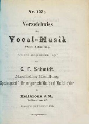 Catalog. 157 a. 1876