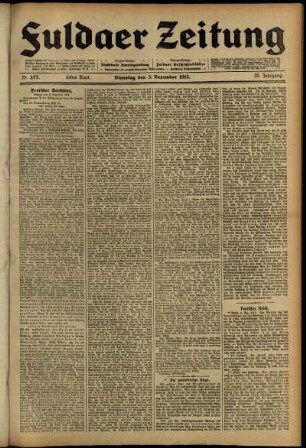 Erste Ausgabe vom Dienstag, den 03. Dezember 1912.