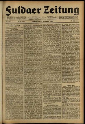 Erste Ausgabe vom Dienstag, den 03. Dezember 1912.