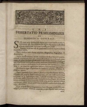 I. N. I. Dissertatio Praeliminaris De Semiotica Generali.