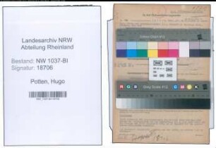 Entnazifizierung Hugo Potten , geb. 20.07.1889 (Sparkassenrendant)