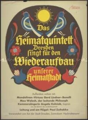 Werbung für ein Konzert des Heimatquintetts Dresden