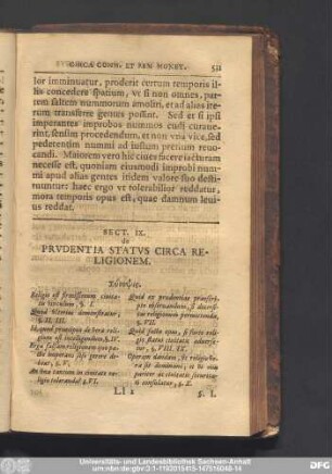 Sect. IX. de Prudentia Status Circa Religionem.