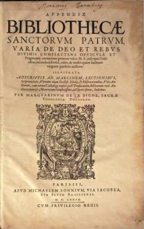 Appendix Bibliothecae sanctorum