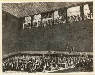 Französische Revolution 1789. Schwur im Ballhaus. Aus: Tableau hist. de la Révol. franç..... Dresden: SLUB H.Gall.D7, Nr. 1