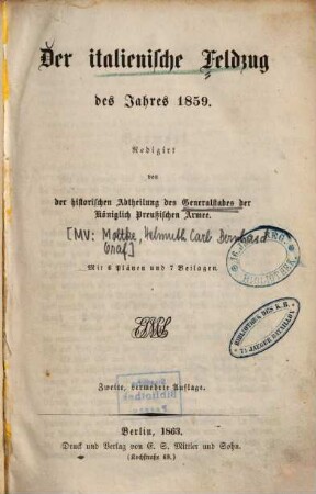 Der italienische Feldzug des Jahres 1859