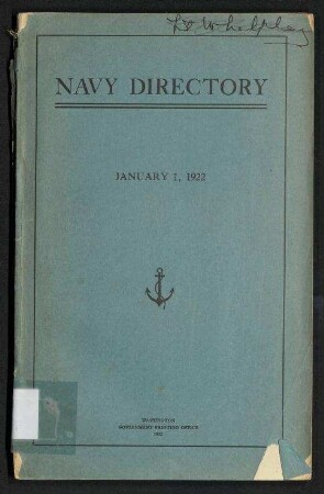 Navy Directory - Officers of the United States Navy and Marine Corps, January 1, 1922.
