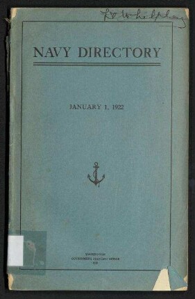 Navy Directory - Officers of the United States Navy and Marine Corps, January 1, 1922.
