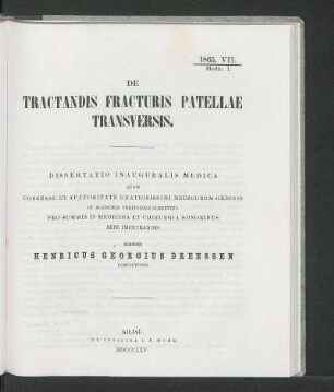 De Tractandis Fracturis Patellae Transversis.