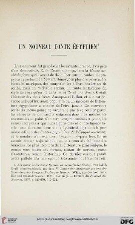 Un nouveau conte égyptien