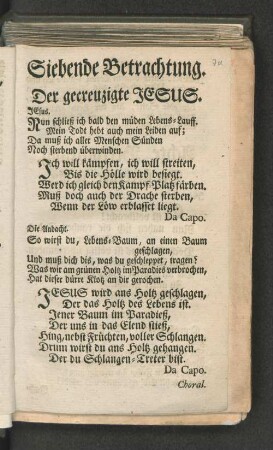 Siebende Betrachtung. Der gecreuzigte Jesus.